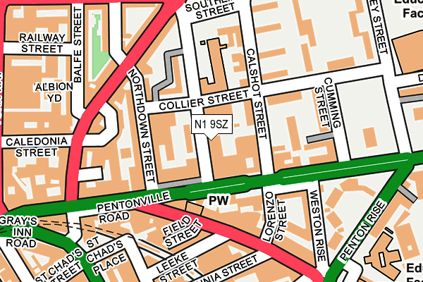 N1 9SZ map - OS OpenMap – Local (Ordnance Survey)