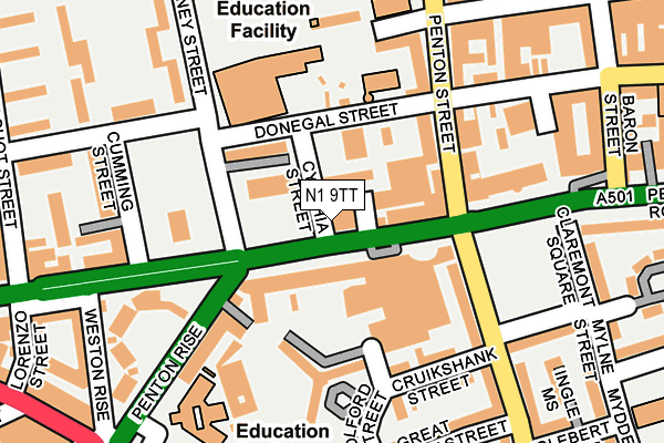 N1 9TT map - OS OpenMap – Local (Ordnance Survey)