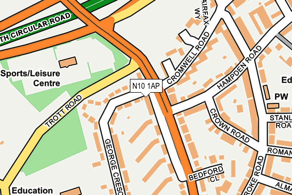 N10 1AP map - OS OpenMap – Local (Ordnance Survey)