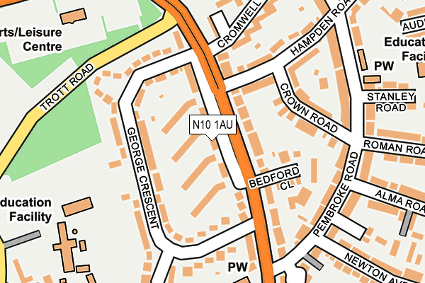 N10 1AU map - OS OpenMap – Local (Ordnance Survey)
