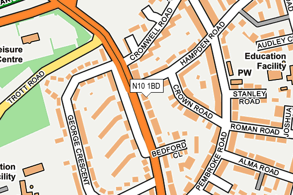 N10 1BD map - OS OpenMap – Local (Ordnance Survey)