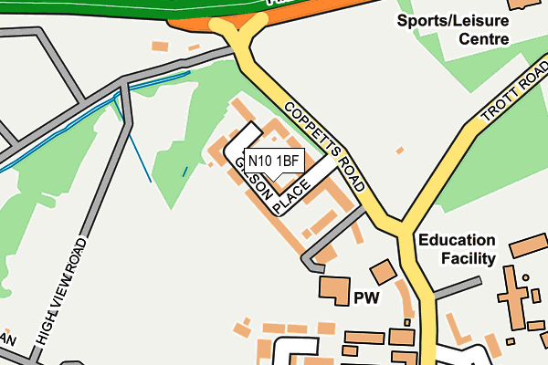 N10 1BF map - OS OpenMap – Local (Ordnance Survey)