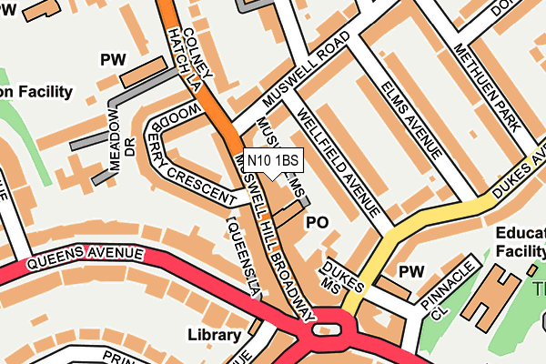 N10 1BS map - OS OpenMap – Local (Ordnance Survey)