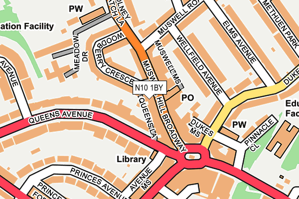 N10 1BY map - OS OpenMap – Local (Ordnance Survey)