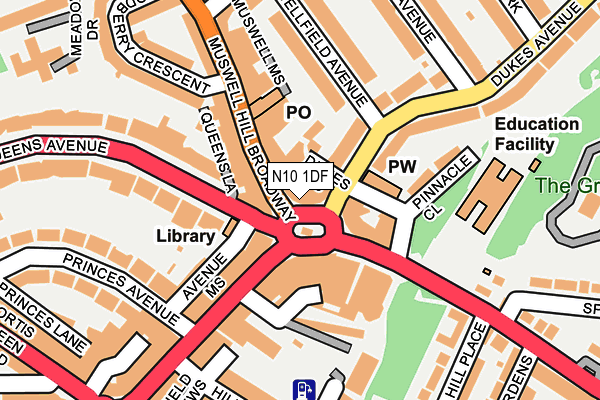 N10 1DF map - OS OpenMap – Local (Ordnance Survey)