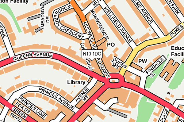 N10 1DG map - OS OpenMap – Local (Ordnance Survey)
