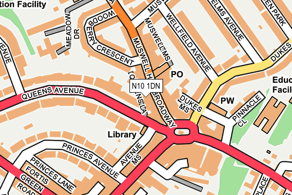 N10 1DN map - OS OpenMap – Local (Ordnance Survey)