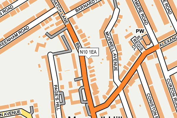N10 1EA map - OS OpenMap – Local (Ordnance Survey)