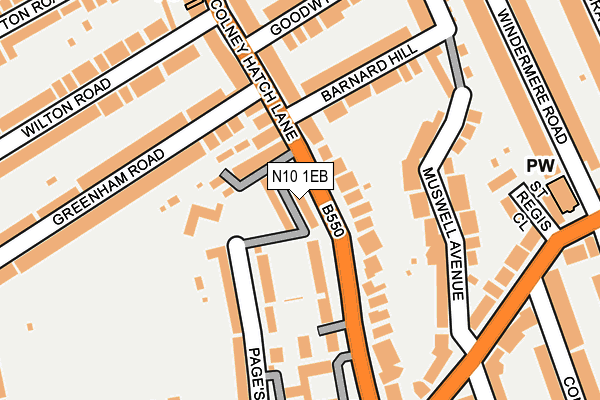 N10 1EB map - OS OpenMap – Local (Ordnance Survey)