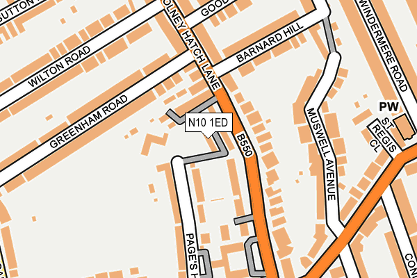 N10 1ED map - OS OpenMap – Local (Ordnance Survey)