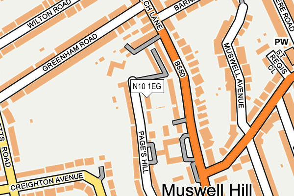 N10 1EG map - OS OpenMap – Local (Ordnance Survey)