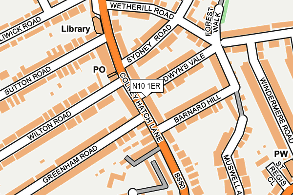 N10 1ER map - OS OpenMap – Local (Ordnance Survey)