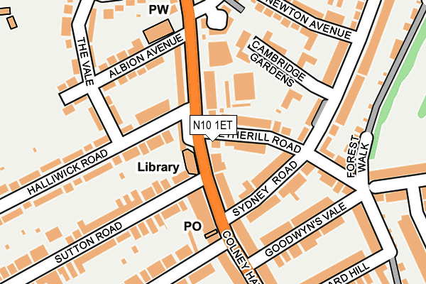 N10 1ET map - OS OpenMap – Local (Ordnance Survey)