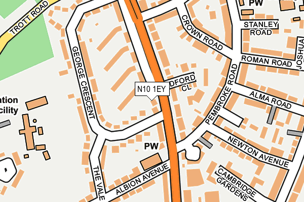 N10 1EY map - OS OpenMap – Local (Ordnance Survey)