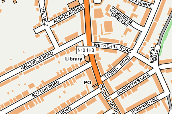 N10 1HB map - OS OpenMap – Local (Ordnance Survey)