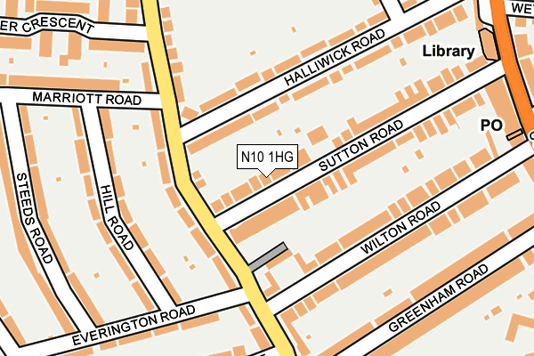 N10 1HG map - OS OpenMap – Local (Ordnance Survey)