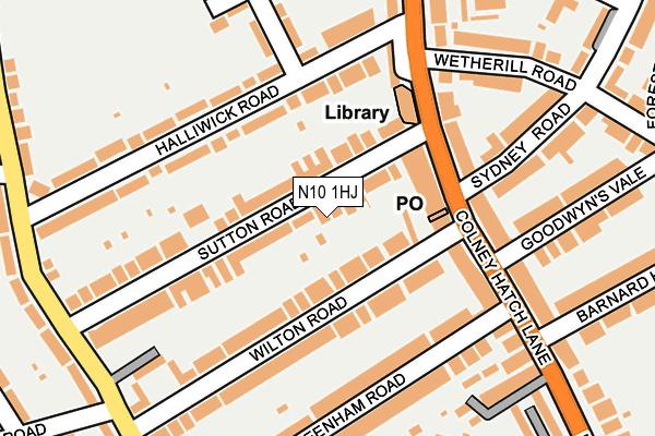 N10 1HJ map - OS OpenMap – Local (Ordnance Survey)