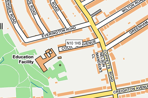 N10 1HS map - OS OpenMap – Local (Ordnance Survey)