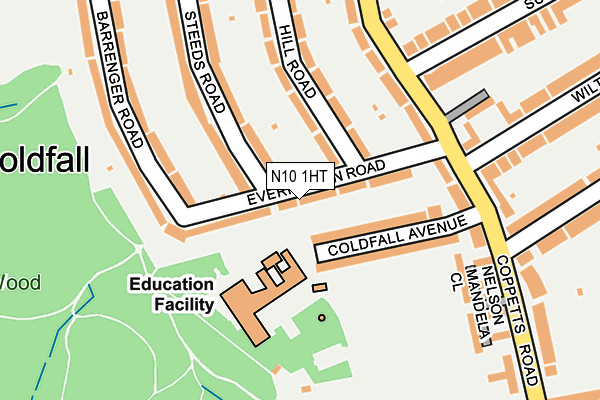 N10 1HT map - OS OpenMap – Local (Ordnance Survey)