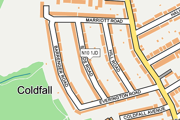 N10 1JD map - OS OpenMap – Local (Ordnance Survey)