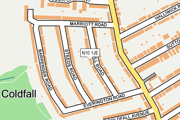 N10 1JE map - OS OpenMap – Local (Ordnance Survey)