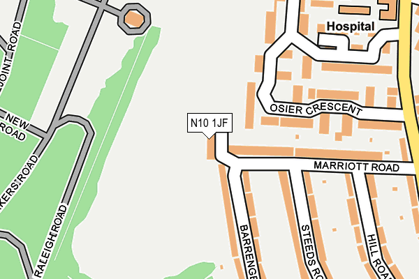 N10 1JF map - OS OpenMap – Local (Ordnance Survey)