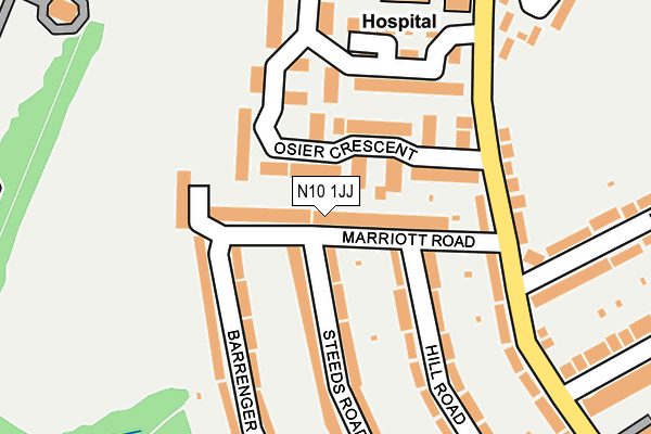 N10 1JJ map - OS OpenMap – Local (Ordnance Survey)