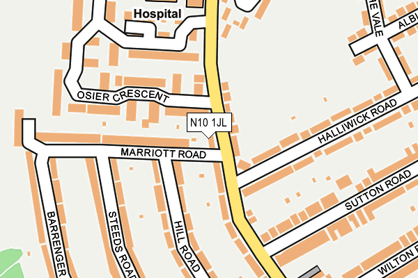 N10 1JL map - OS OpenMap – Local (Ordnance Survey)