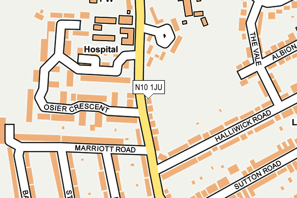 N10 1JU map - OS OpenMap – Local (Ordnance Survey)