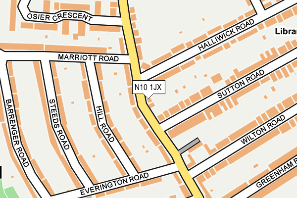 N10 1JX map - OS OpenMap – Local (Ordnance Survey)