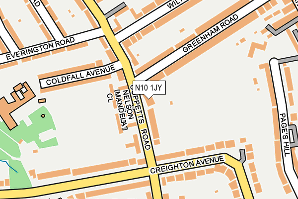 N10 1JY map - OS OpenMap – Local (Ordnance Survey)