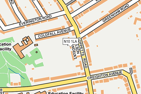 N10 1LA map - OS OpenMap – Local (Ordnance Survey)