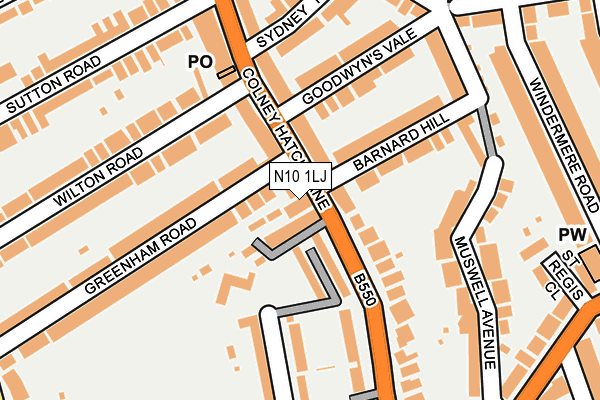 N10 1LJ map - OS OpenMap – Local (Ordnance Survey)