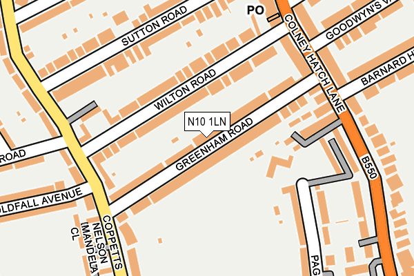 N10 1LN map - OS OpenMap – Local (Ordnance Survey)