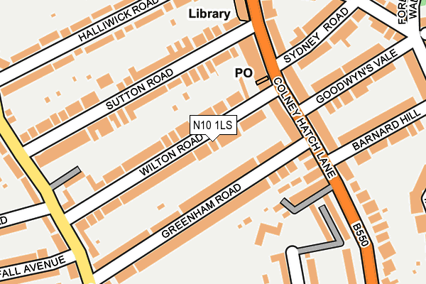 N10 1LS map - OS OpenMap – Local (Ordnance Survey)