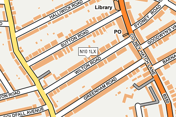 N10 1LX map - OS OpenMap – Local (Ordnance Survey)