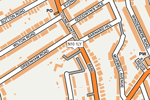 N10 1LY map - OS OpenMap – Local (Ordnance Survey)