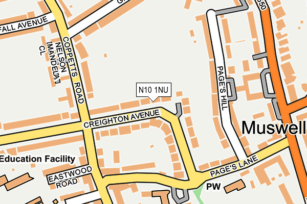 N10 1NU map - OS OpenMap – Local (Ordnance Survey)