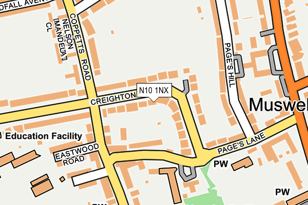 N10 1NX map - OS OpenMap – Local (Ordnance Survey)
