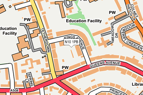 N10 1PB map - OS OpenMap – Local (Ordnance Survey)