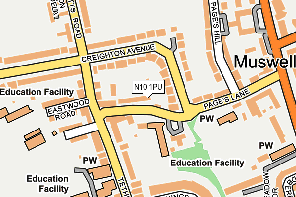 N10 1PU map - OS OpenMap – Local (Ordnance Survey)