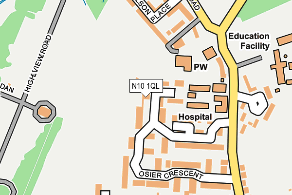 N10 1QL map - OS OpenMap – Local (Ordnance Survey)