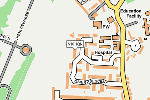 N10 1QN map - OS OpenMap – Local (Ordnance Survey)