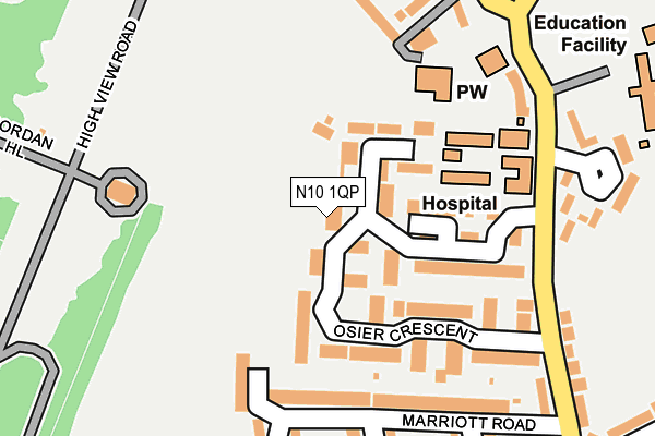 N10 1QP map - OS OpenMap – Local (Ordnance Survey)