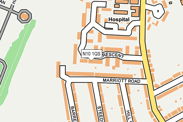 N10 1QS map - OS OpenMap – Local (Ordnance Survey)