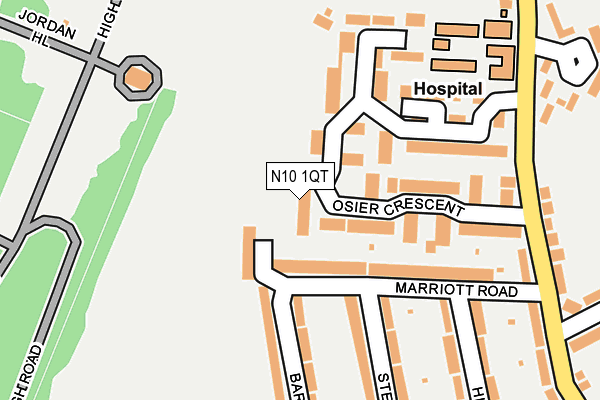 N10 1QT map - OS OpenMap – Local (Ordnance Survey)