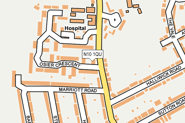 N10 1QU map - OS OpenMap – Local (Ordnance Survey)