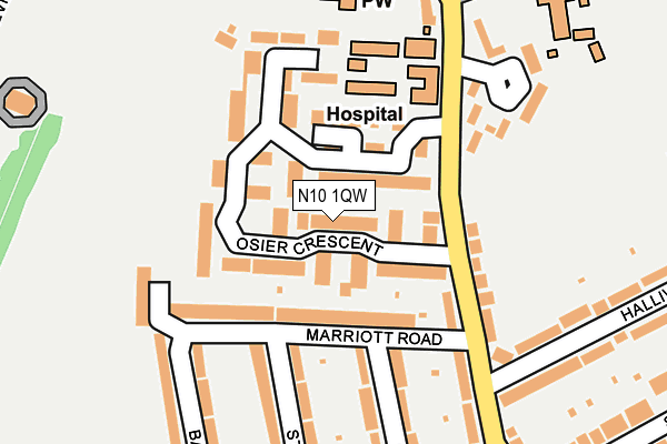 N10 1QW map - OS OpenMap – Local (Ordnance Survey)