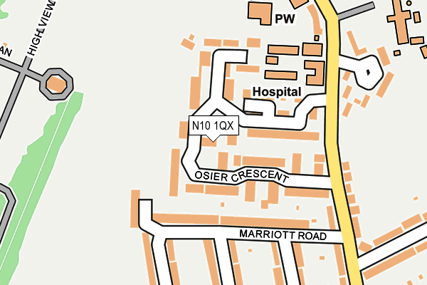 N10 1QX map - OS OpenMap – Local (Ordnance Survey)