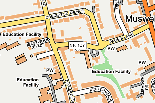 N10 1QY map - OS OpenMap – Local (Ordnance Survey)